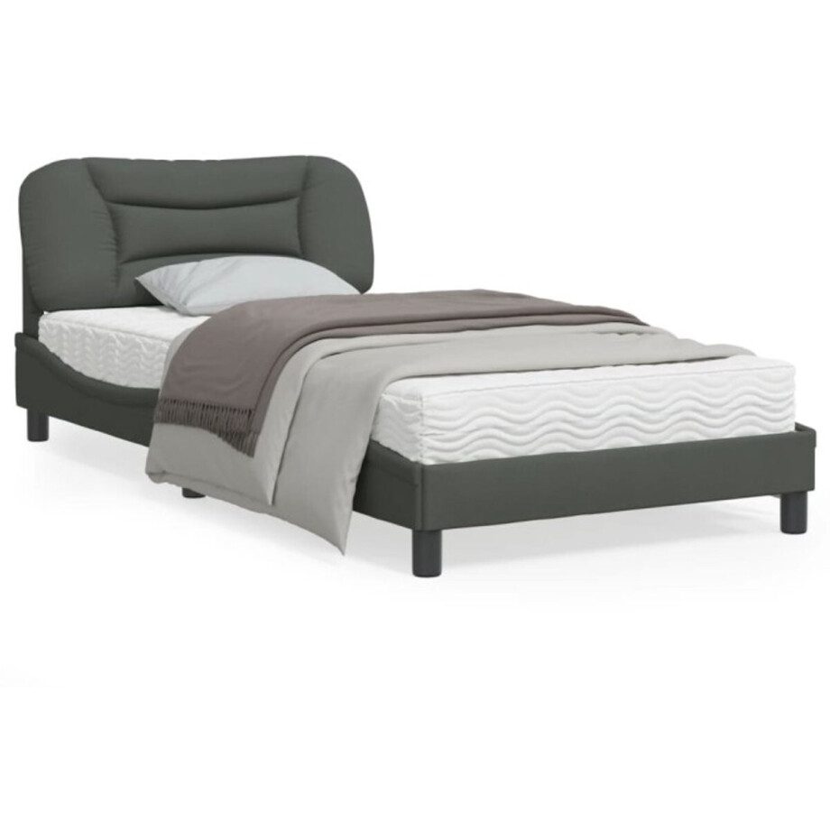 vidaXL - Bedframe - zonder - matras - "Hvar" - 100x200 - cm - stof - donkergrijs afbeelding 1