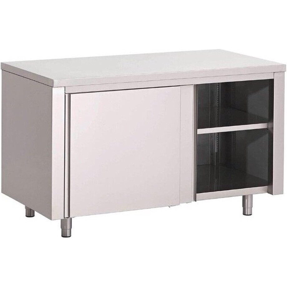 Gastro M - RVS Werktafel - Schuifdeuren - 120x70x85cm GN150 - Horeca & Professioneel afbeelding 1