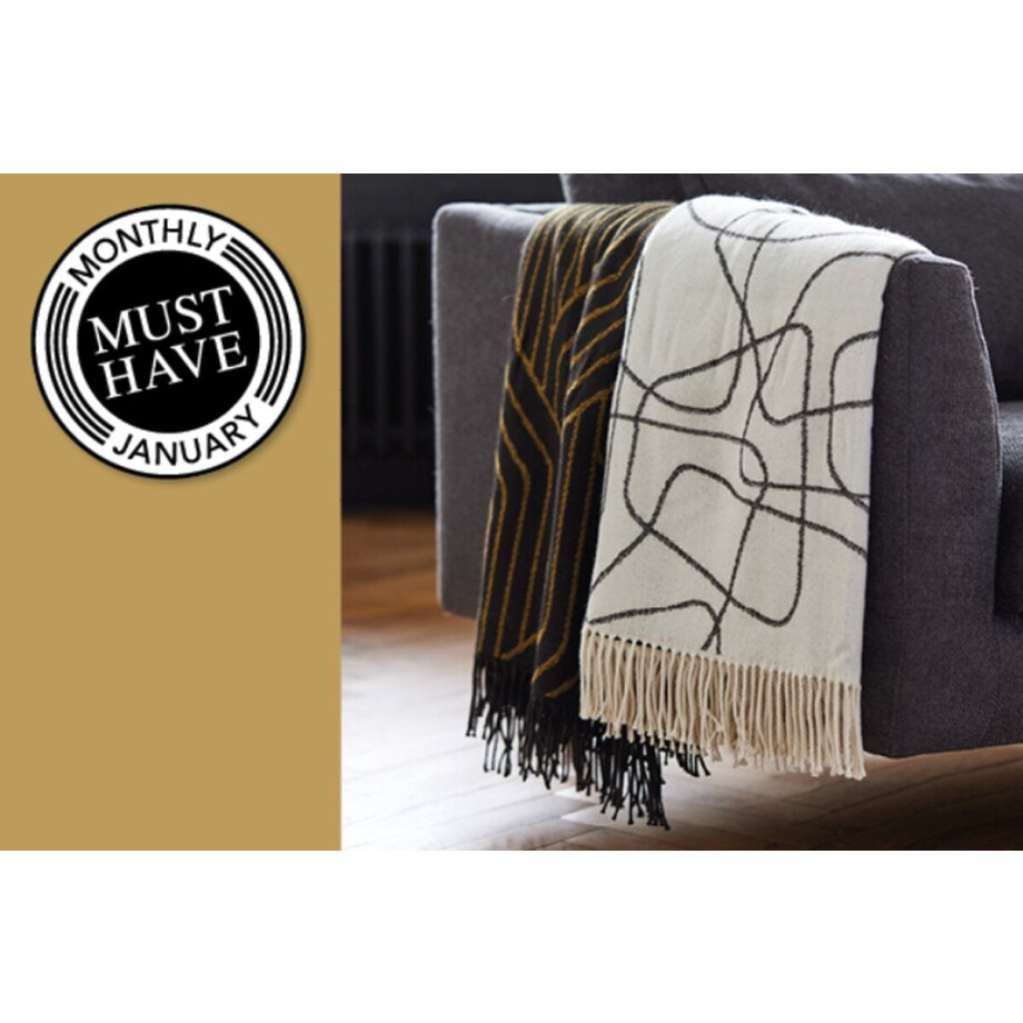 Riverdale MMH januari Plaid Pure 130x170cm - plaid Black & Gold afbeelding 1