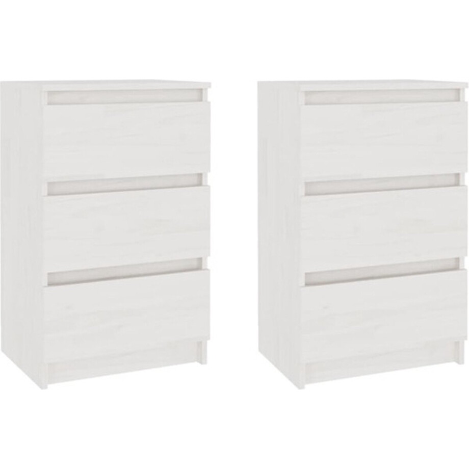 vidaXL - Nachtkastjes - 2 - st - 40x29,5x64 - cm - massief - grenenhout - wit vidaXL - Nachtkastjes - 2 - st - 40x29,5x64 - cm - massief - grenenhout - wit afbeelding 1
