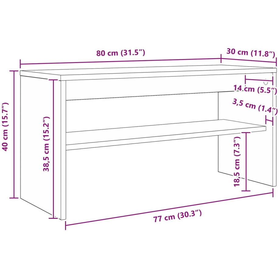 vidaXL - TV - Kast - Zwart - Eiken - 80 - x - 30 - x - 40 - cm - Bewerkt - hout afbeelding 1
