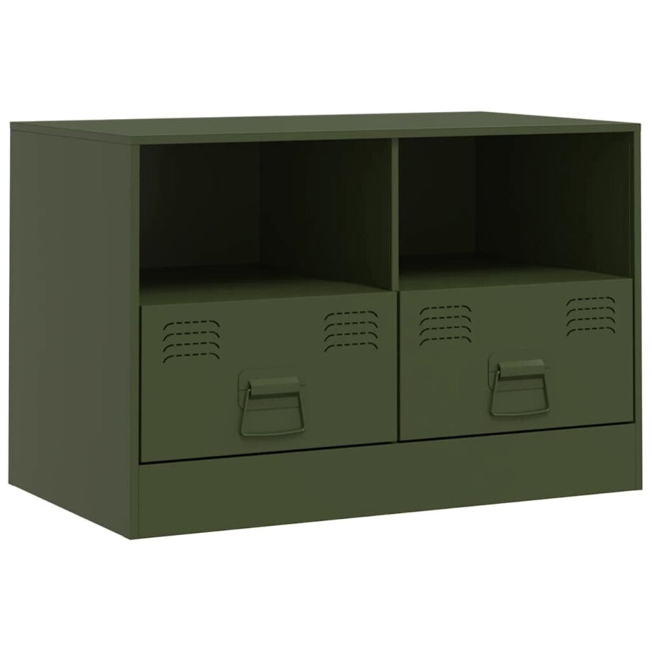 vidaXL - Tv-meubel - 67x39x44 - cm - staal - olijfgroen afbeelding 1
