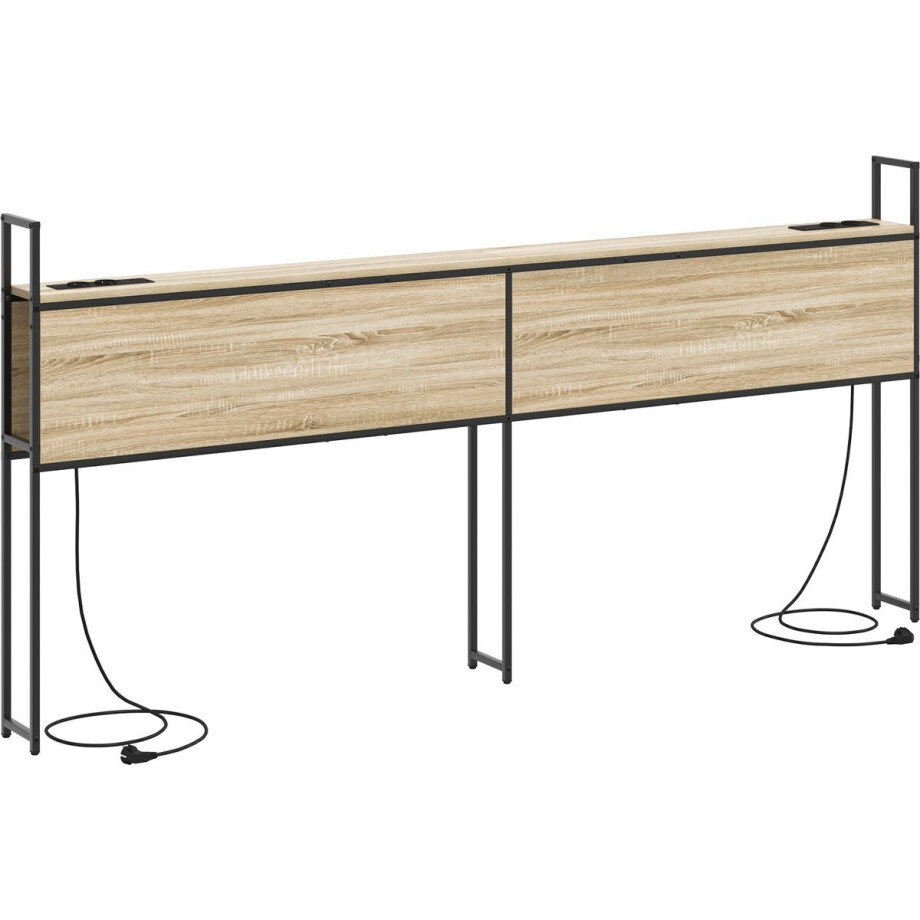 vidaXL - Opslage - hoofdbord - met - oplaadstation - Sonoma - eiken - 180 - cm vidaXL - Opslage - hoofdbord - met - oplaadstation - Sonoma - eiken - 180 - cm afbeelding 1