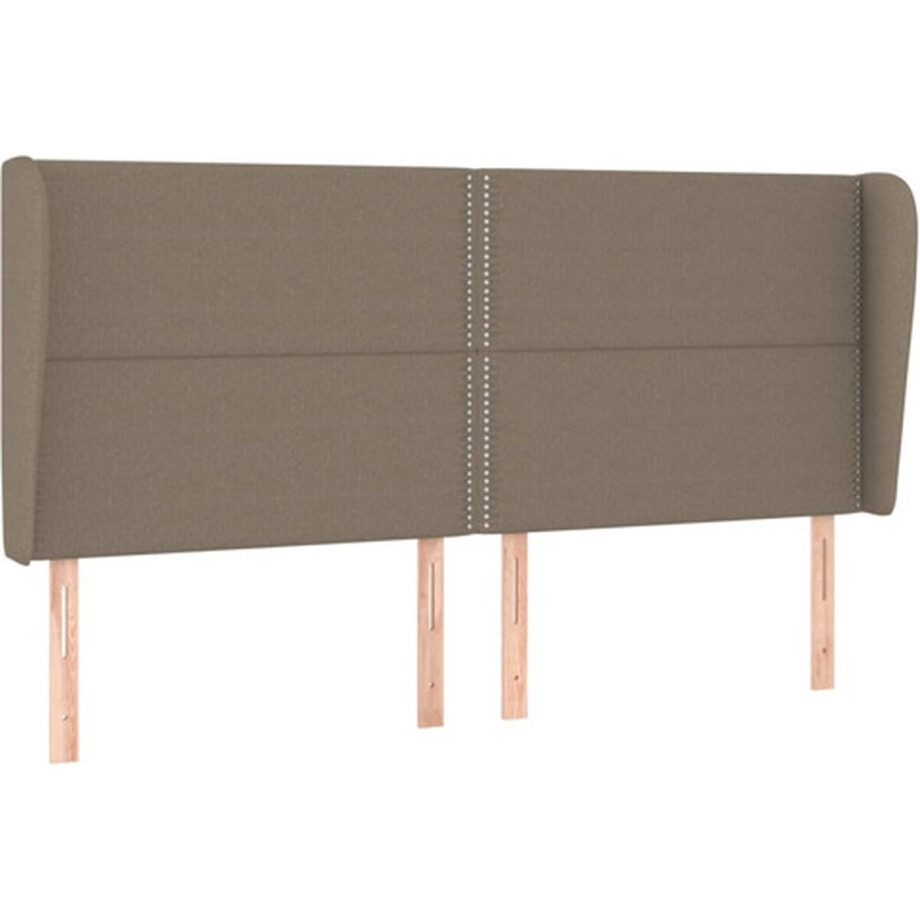 vidaXL - Hoofdbord - met - randen - 203x23x118/128 - cm - stof - taupe afbeelding 1