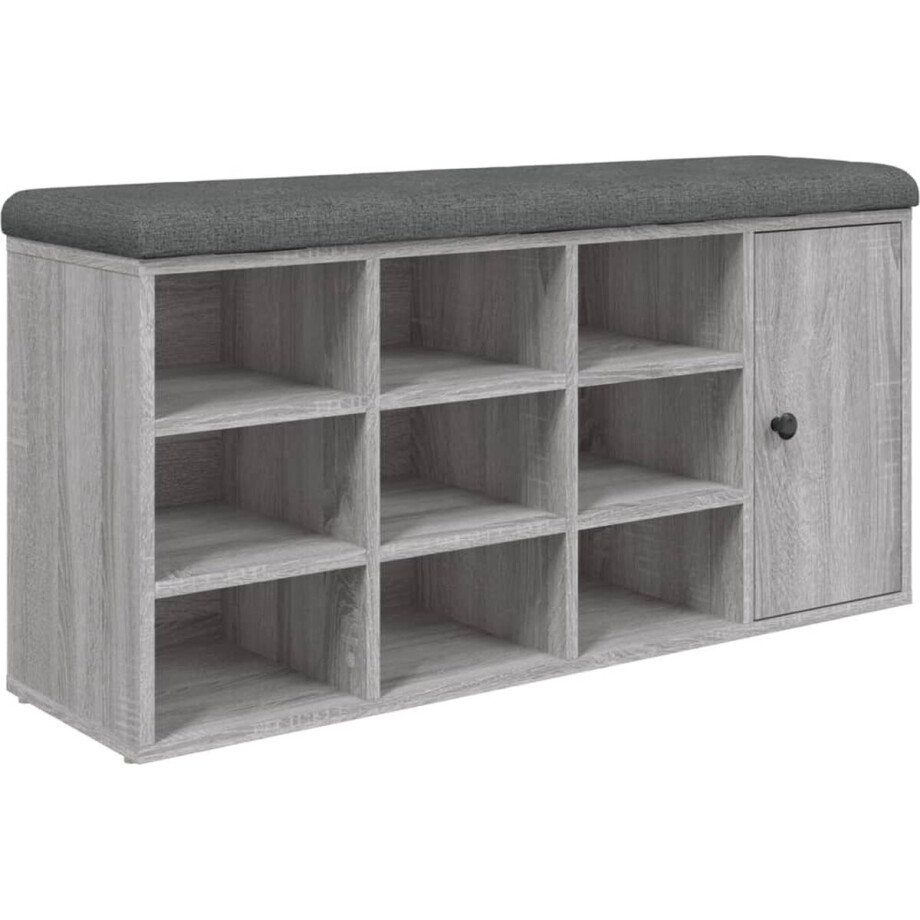 vidaXL - Schoenenbank - 102x32x50 - cm - bewerkt - hout - grijs - sonoma - eikenkleur afbeelding 1