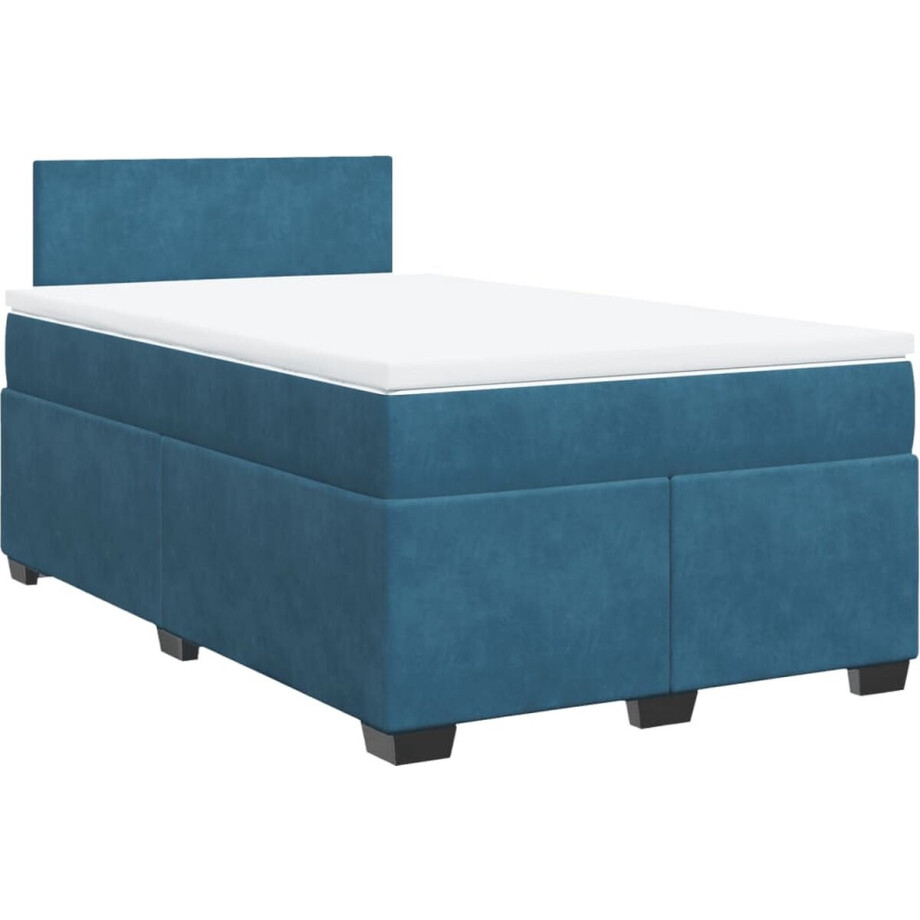vidaXL - Boxspring - met - matras - fluweel - donkerblauw - 120x200 - cm afbeelding 1