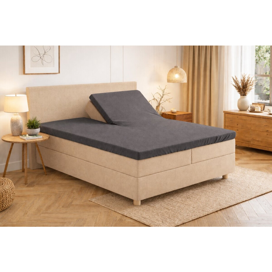 Polydaun hoeslaken - splittopper - Jersey - donkergrijs - 180 x 200/220 cm Polydaun hoeslaken - splittopper - Jersey - donkergrijs - 180 x 200/220 cm afbeelding 1