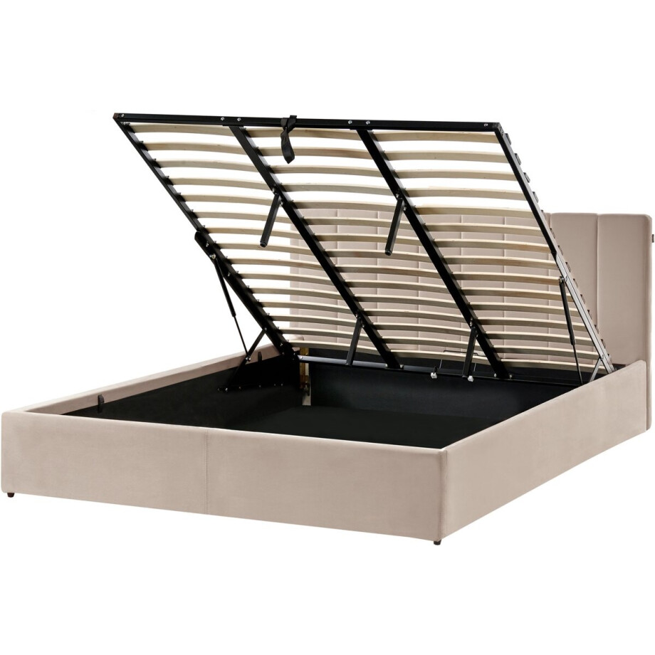 BELIANI DREUX - Bed met opbergruimte - Taupe - 180 x 200 cm - Fluweel afbeelding 1