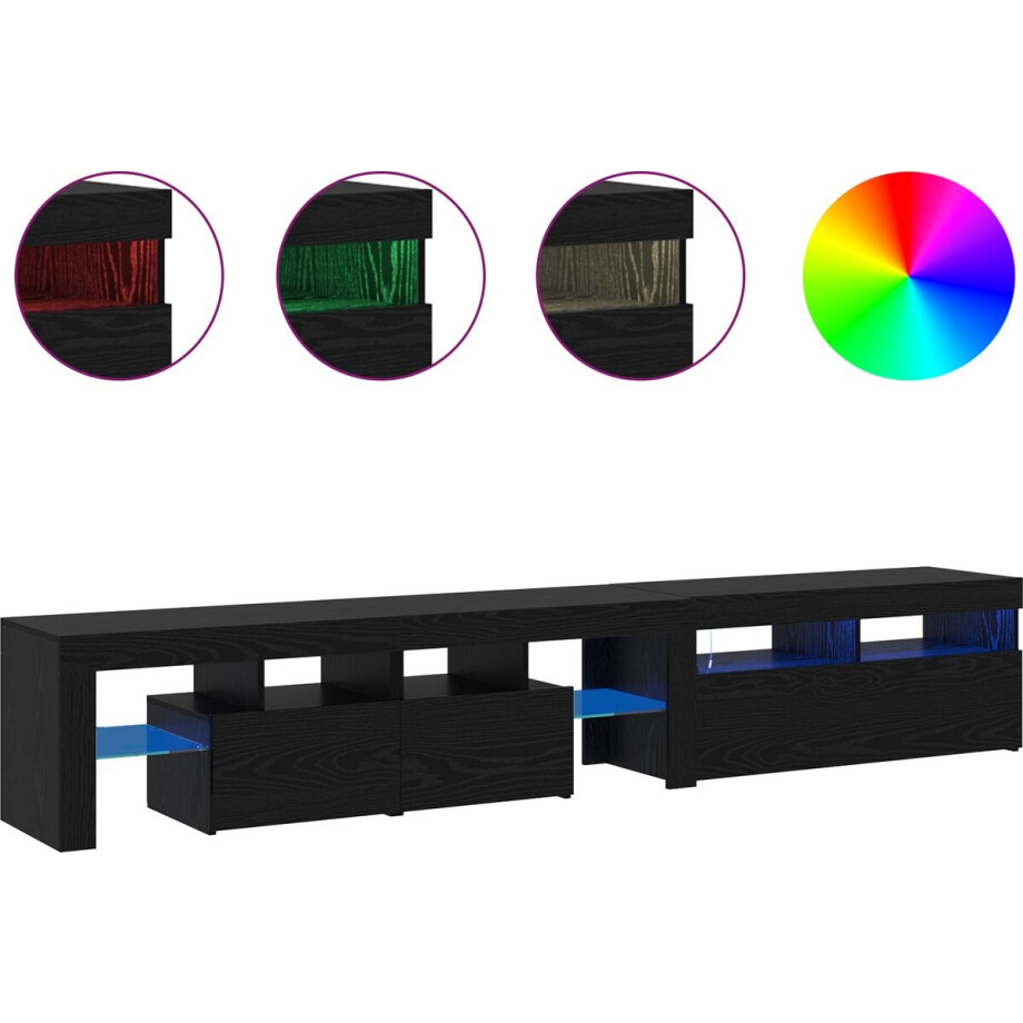 vidaXL - TV - Kast - 2 - pcs - Zwart - Eiken - 230 - x - 36,5 - x - 40 - cm - Bewerkt - hout vidaXL - TV - Kast - 2 - pcs - Zwart - Eiken - 230 - x - 36,5 - x - 40 - cm - Bewerkt - hout afbeelding 1