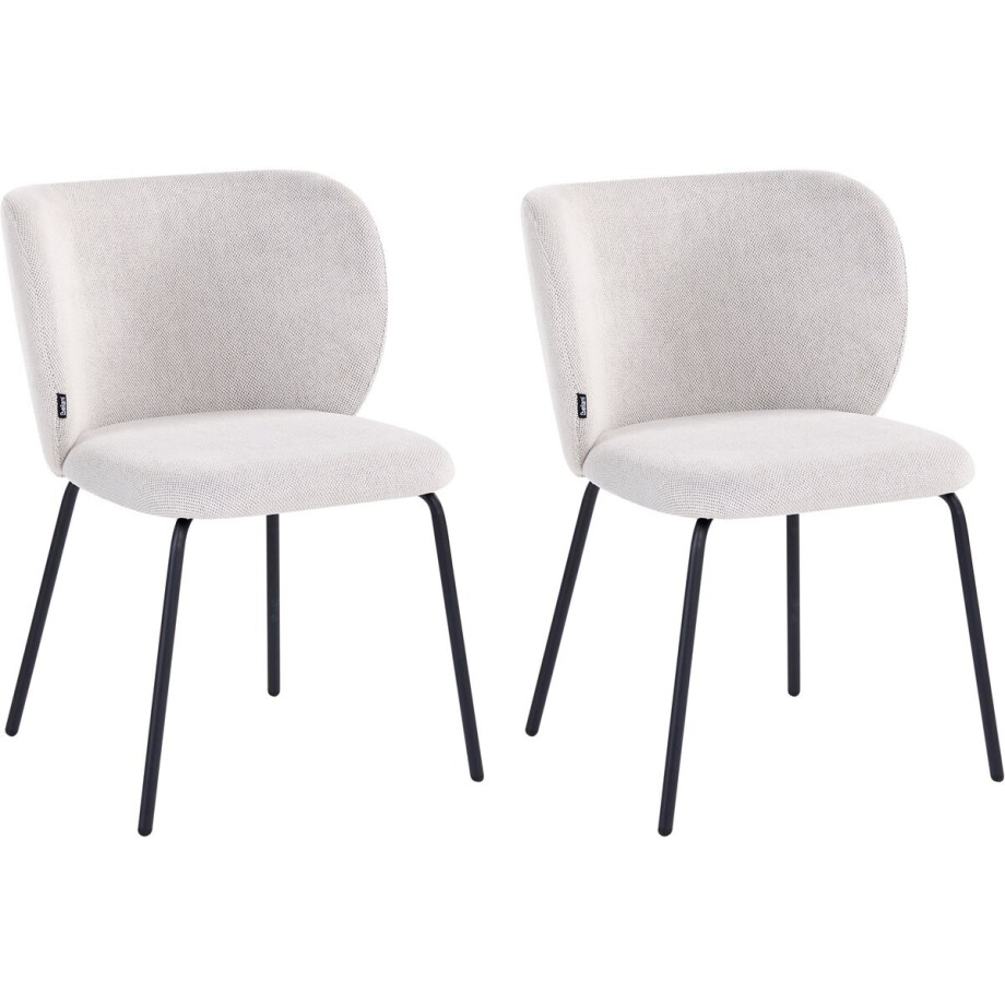 CALERA - Eetkamerstoel set van 2 - Gebroken wit - Polyester CALERA - Eetkamerstoel set van 2 - Gebroken wit - Polyester afbeelding 1