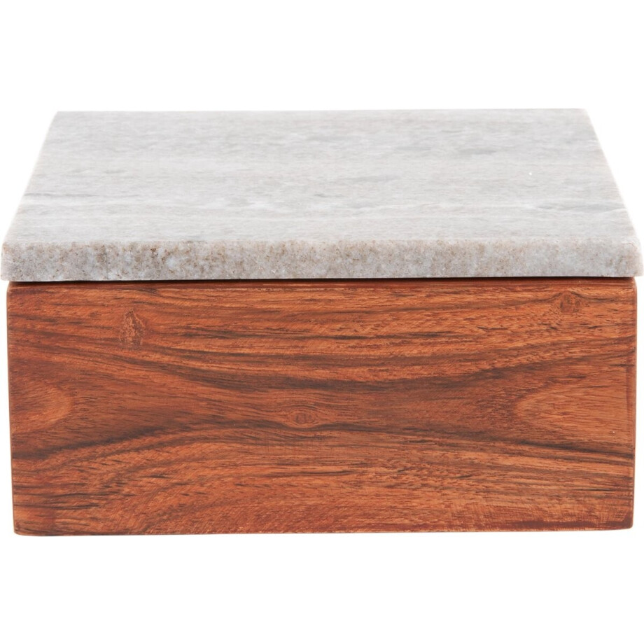 Present Time Woonaccessoire Storage Box Acacia - Bruin - 15x15x7.5cm - Scandinavisch afbeelding 1