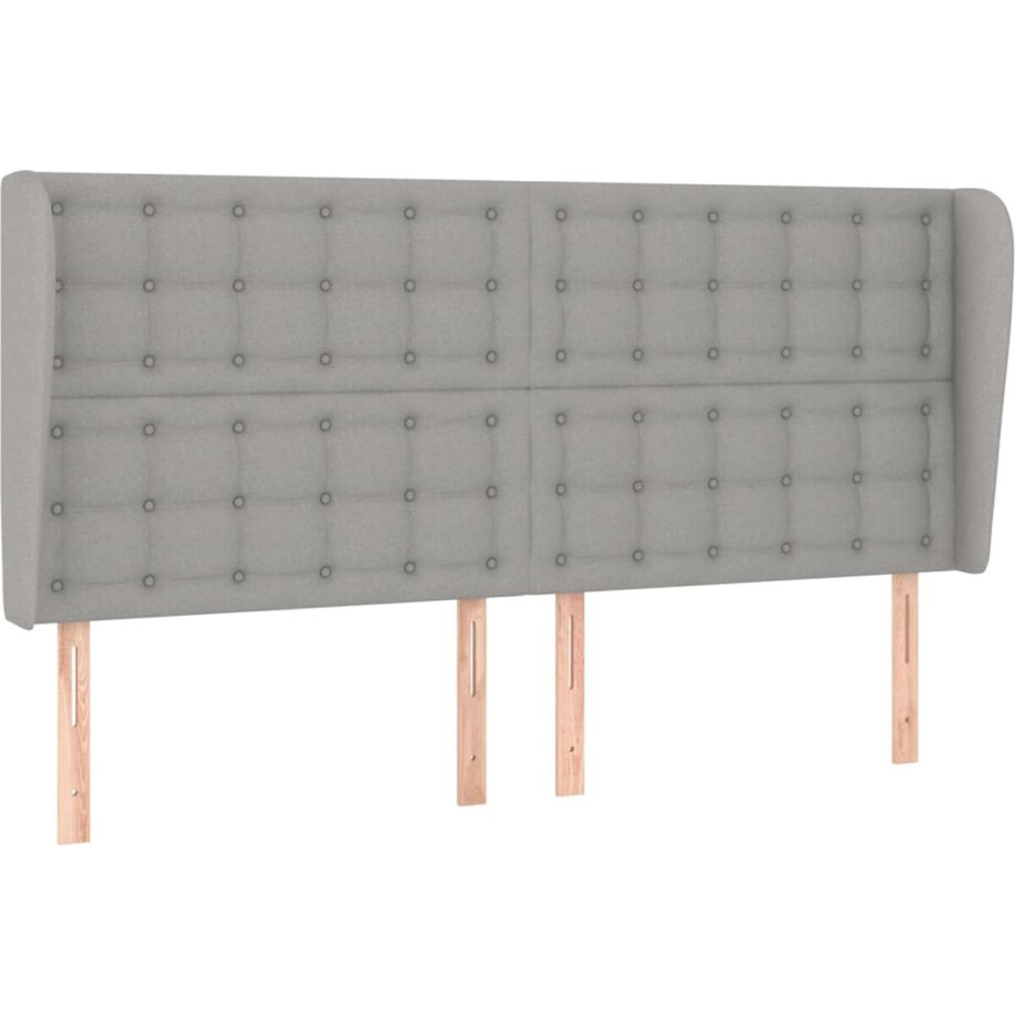 vidaXL - Hoofdbord - met - randen - 183x23x118/128 - cm - stof - lichtgrijs vidaXL - Hoofdbord - met - randen - 183x23x118/128 - cm - stof - lichtgrijs afbeelding 1