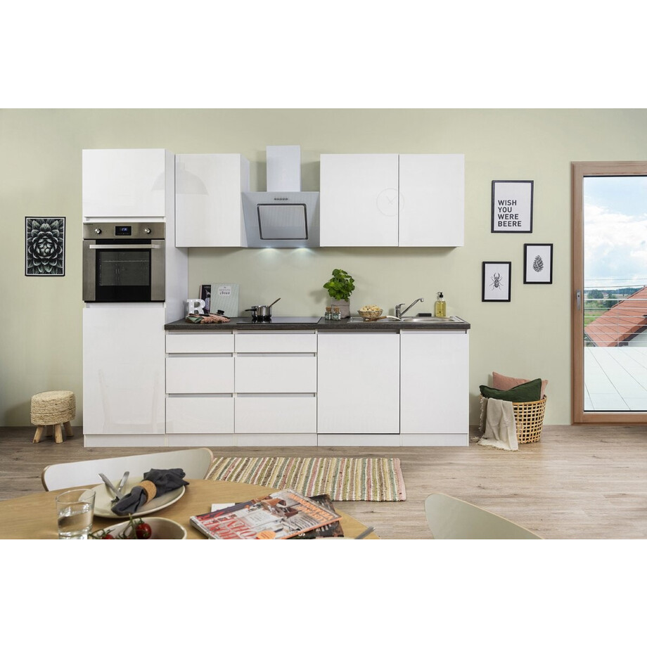 Goedkope keuken 280 cm - complete keuken met apparatuur Lorena - Wit/Wit - soft close - keramische kookplaat - vaatwasser - afzuigkap - oven - spoelbak Goedkope keuken 280 cm - complete keuken met apparatuur Lorena - Wit/Wit - soft close - keramische kookplaat - vaatwasser - afzuigkap - oven - spoelbak afbeelding 1