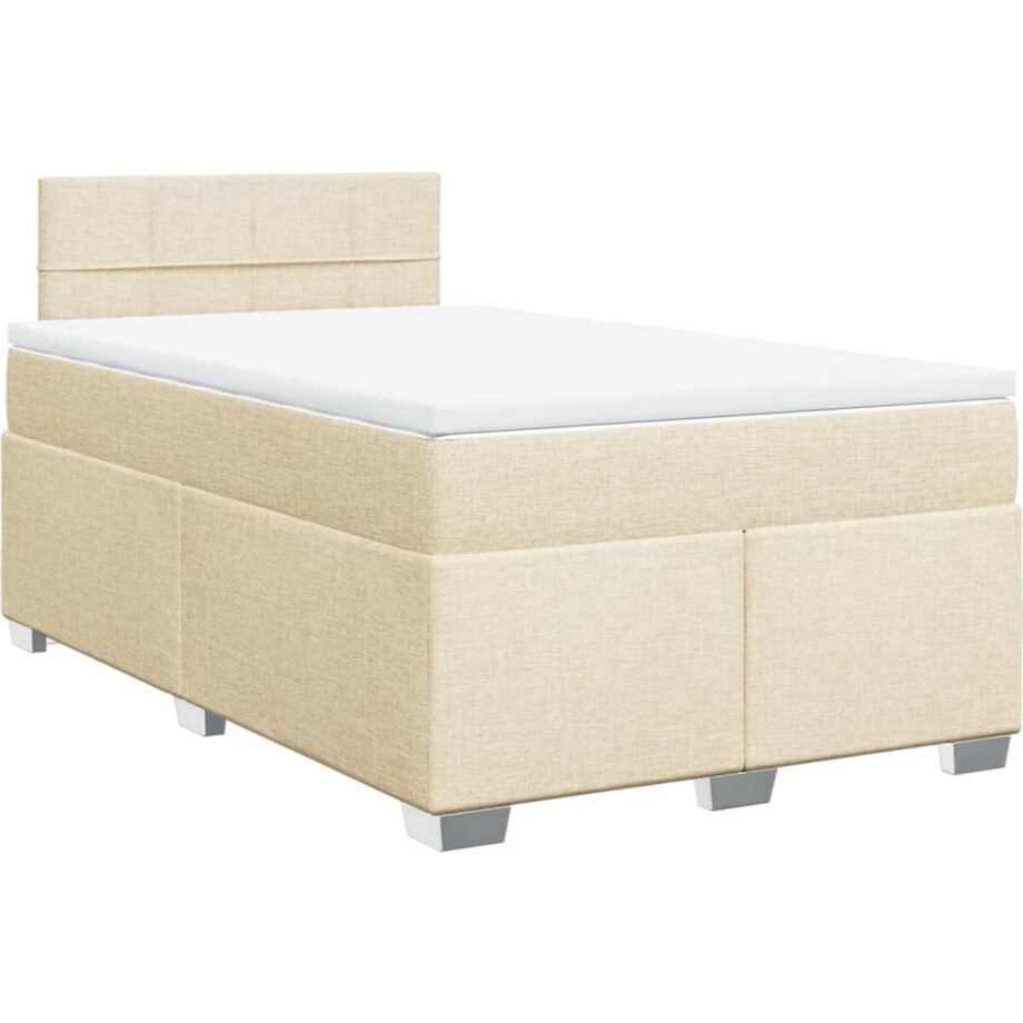vidaXL - Boxspring - met - matras - stof - crèmekleurig - 120x200 - cm vidaXL - Boxspring - met - matras - stof - crèmekleurig - 120x200 - cm afbeelding 1