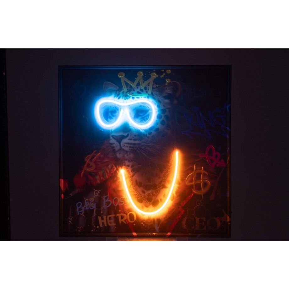 J-Line schilderij Monkey Vierkant - canvas - mix - LED lichtjes afbeelding 1