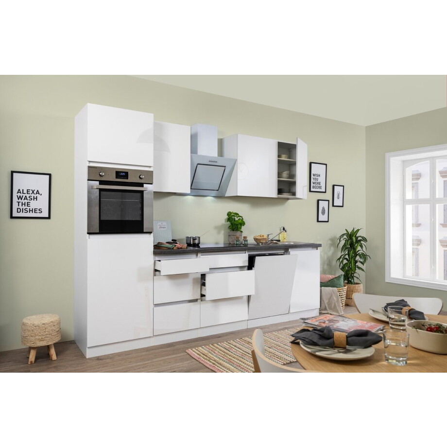 Goedkope keuken 280 cm - complete keuken met apparatuur Lorena - Wit/Wit - soft close - inductie kookplaat - vaatwasser - afzuigkap - oven - spoelbak Goedkope keuken 280 cm - complete keuken met apparatuur Lorena - Wit/Wit - soft close - inductie kookplaat - vaatwasser - afzuigkap - oven - spoelbak afbeelding 1
