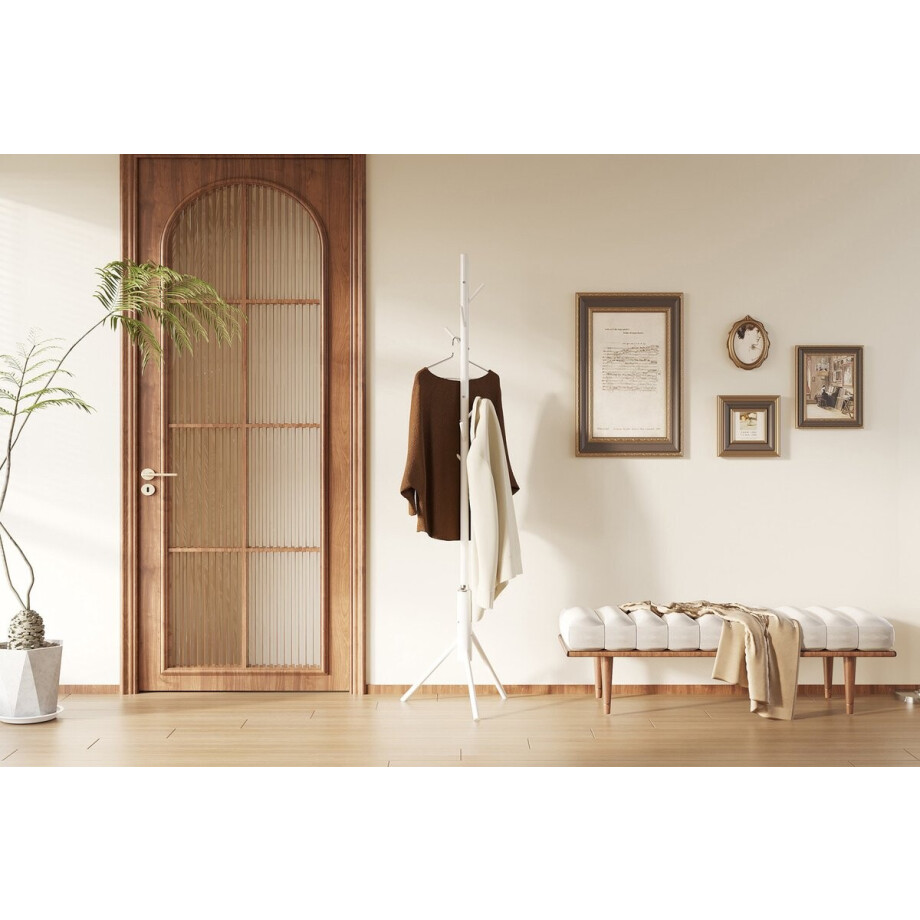 Staande kapstok Kassie | Ø48 x 174 cm | Wit / Metaal - Rousseau - Staande kapstokken - Wit - Metaal afbeelding 1