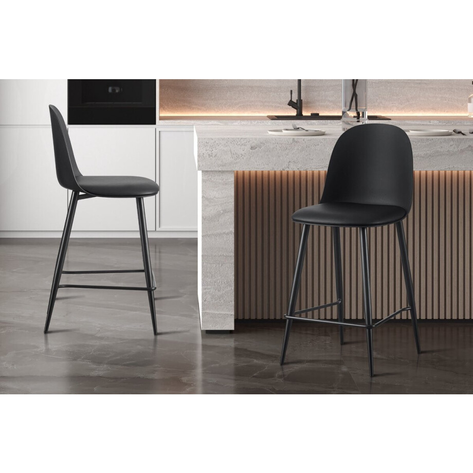 Barstoel Jasmin - 44x51x100cm - met kussen - zwart afbeelding 1
