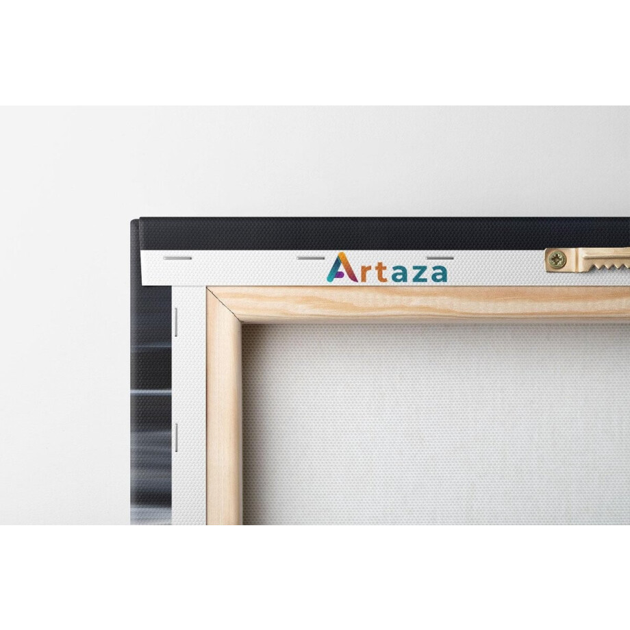 Artaza Canvas Schilderij Drieluik Abstracte Kunst - Zwart met Witte Lijnen - 120x60 - Foto Op Canvas - Canvas Print afbeelding 1