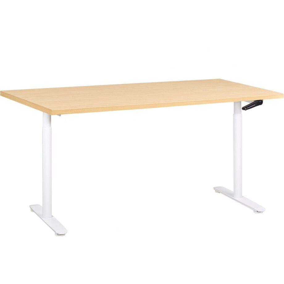 DESTINAS - Sta-bureau - Wit/Lichtbruin - 160 x 72 cm - Vezelplaat afbeelding 1