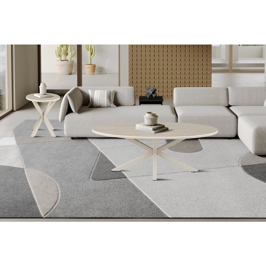 Rousseau Noa - Salontafel - 130x70 cm - Deens Ovaal - Baroque Beige - Grijze Voet afbeelding 1