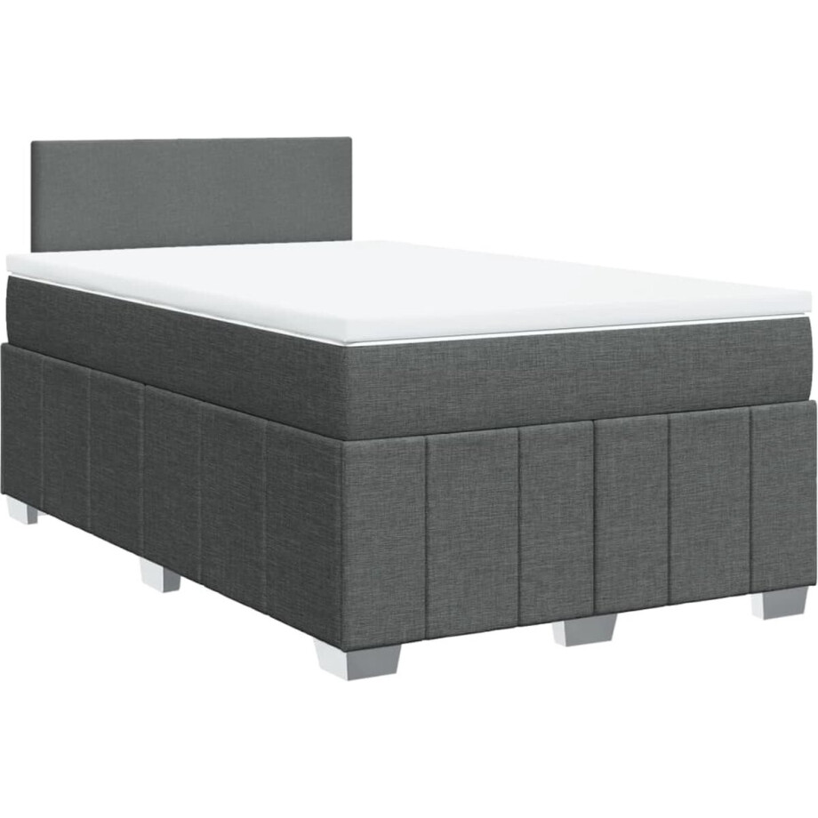 vidaXL - Boxspring - met - matras - stof - donkergrijs - 120x200 - cm vidaXL - Boxspring - met - matras - stof - donkergrijs - 120x200 - cm afbeelding 1