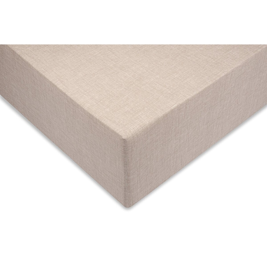 Zo Home Lino Hoeslaken Katoen 35cm Hoek Linnen Look - 180x200cm - sandy beige afbeelding 1