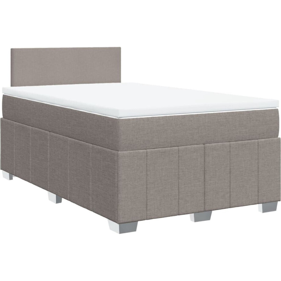 vidaXL - Boxspring - met - matras - stof - taupe - 120x190 - cm afbeelding 1