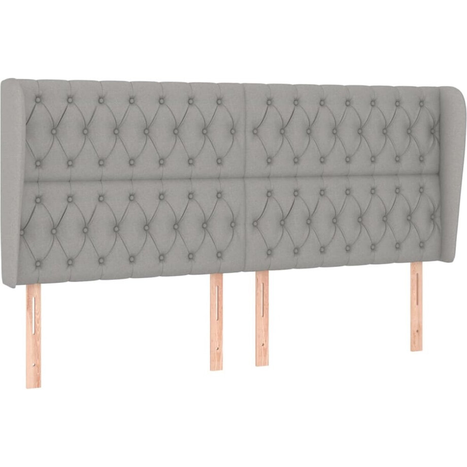 vidaXL - Hoofdbord - met - randen - 183x23x118/128 - cm - stof - lichtgrijs afbeelding 1