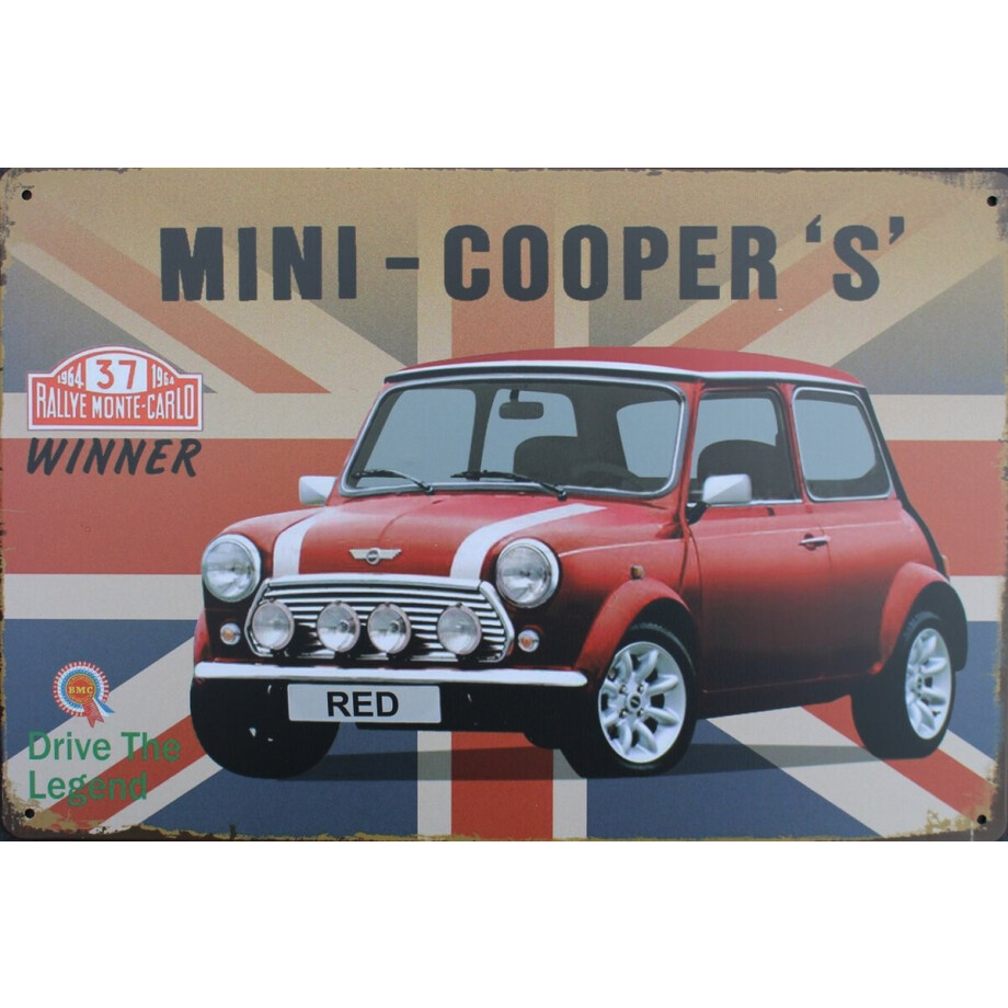 tekstplaatje - tekstbord - mini cooper tekstplaatje - tekstbord - mini cooper afbeelding 1
