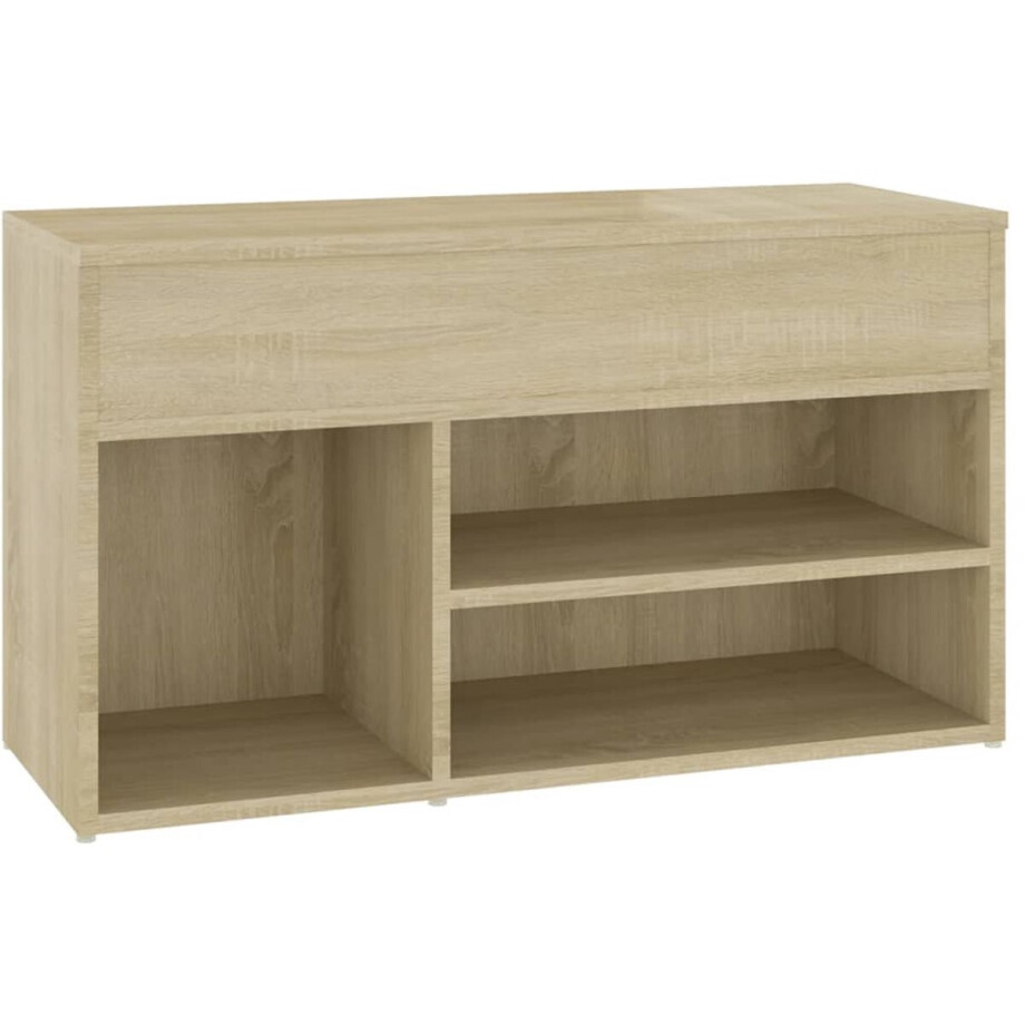 vidaXL Schoenenbank - 80x30x45 cm - Sonoma eiken Schoenenbank - Opbergbank - Houten Bank - Bruine Bank - Salontafel afbeelding 1