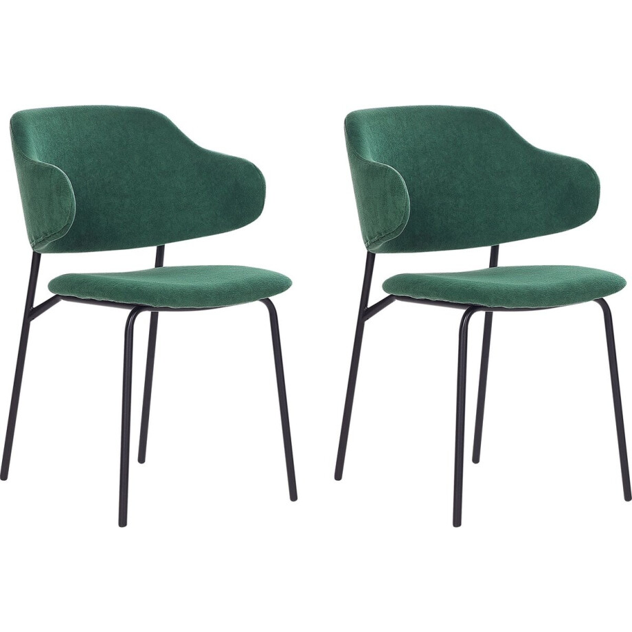 BELIANI KENAI - Eetkamerstoel set van 2 - Donkergroen - Polyester afbeelding 1