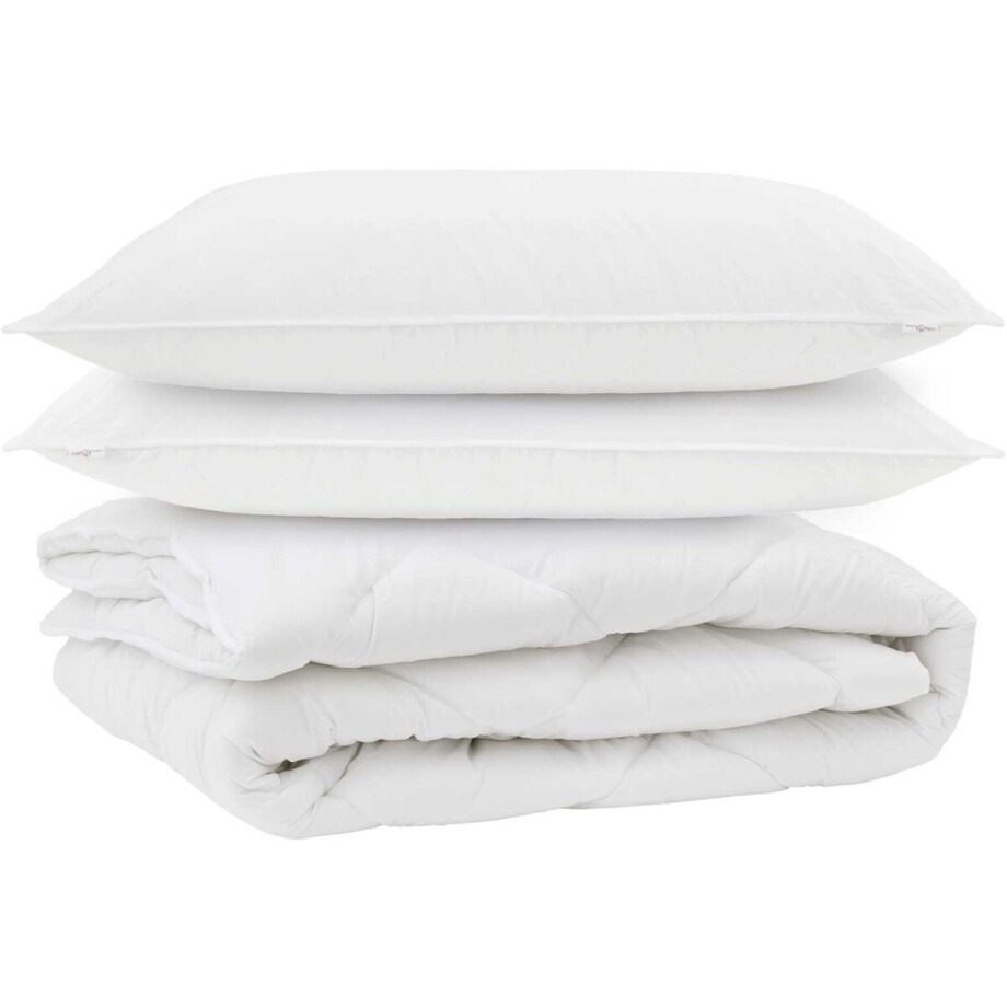 vidaXL - Duvet - voor - Alle - Seizoenen - met - kussen - 3 - st - Wit - Microvezel afbeelding 1