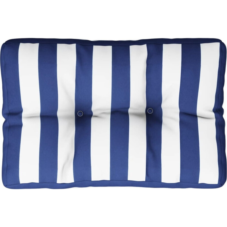 vidaXL - Palletkussen - gestreept - 50x40x12 - cm - stof - blauw - en - wit vidaXL - Palletkussen - gestreept - 50x40x12 - cm - stof - blauw - en - wit afbeelding 1