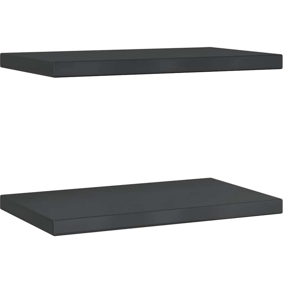 vidaXL - Wandschappen - 2 - st - 50x30 - cm - roestvrijstaal - zwart vidaXL - Wandschappen - 2 - st - 50x30 - cm - roestvrijstaal - zwart afbeelding 1