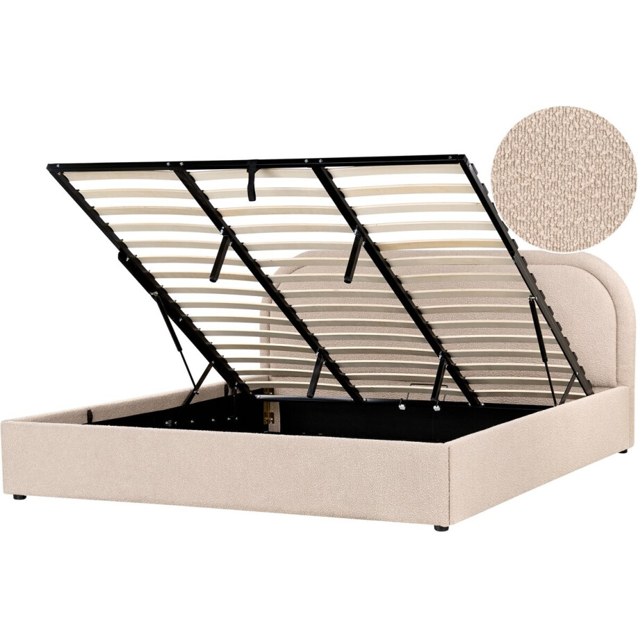 QUILLIEN - Bed met opbergruimte - Beige - 180 x 200 cm - Bouclé QUILLIEN - Bed met opbergruimte - Beige - 180 x 200 cm - Bouclé afbeelding 1