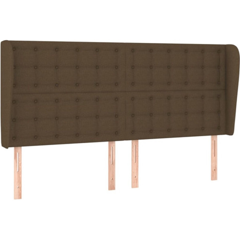 vidaXL - Hoofdbord - met - randen - 163x23x118/128 - cm - stof - donkerbruin afbeelding 1