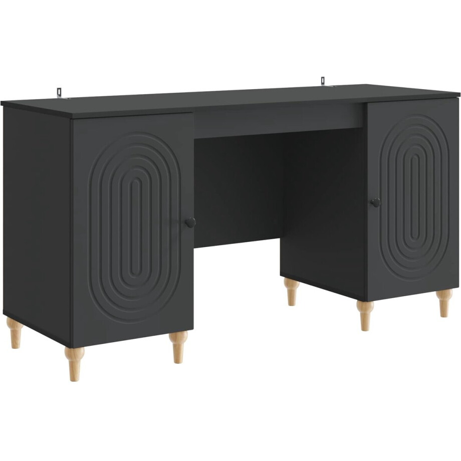 vidaXL - Bureau - Zwart - 142,5 - x - 50 - x - 75 - cm - Bewerkt - hout vidaXL - Bureau - Zwart - 142,5 - x - 50 - x - 75 - cm - Bewerkt - hout afbeelding 1