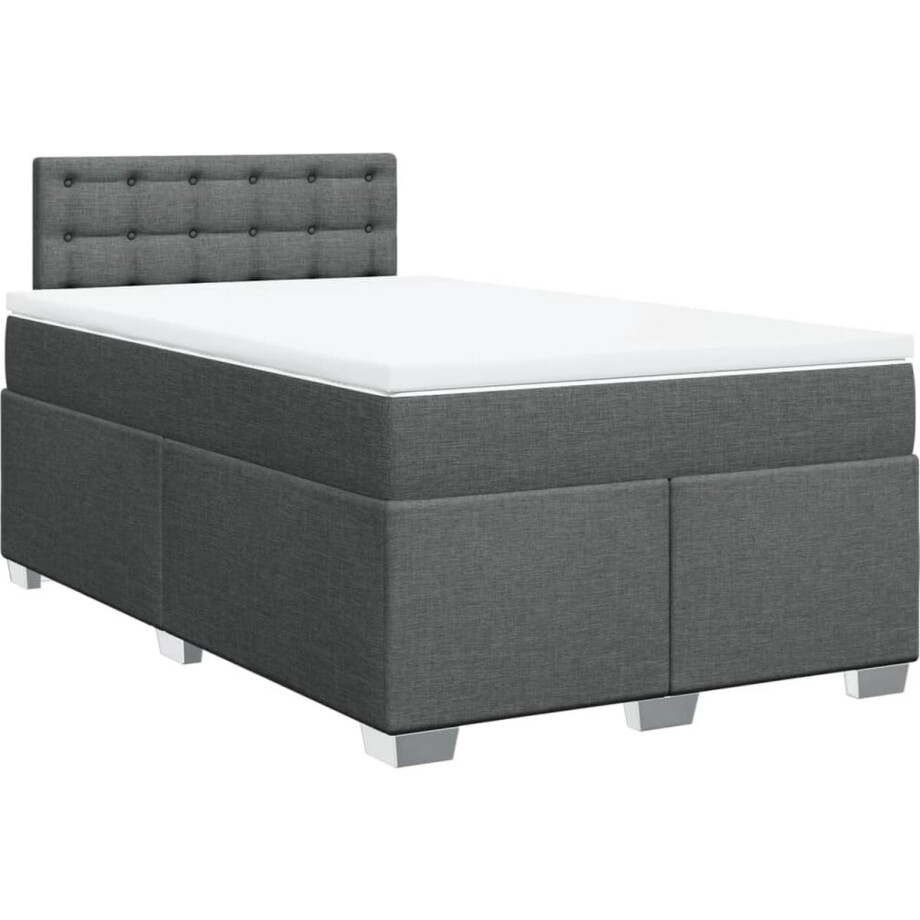 vidaXL - Boxspring - met - matras - stof - donkergrijs - 120x190 - cm afbeelding 1