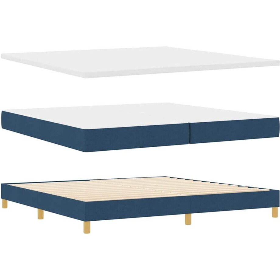 vidaXL - Boxspring - bed - met - matras - met - hoofdeinde - Blauw - 200 - x - 200 - cm - Stof afbeelding 1