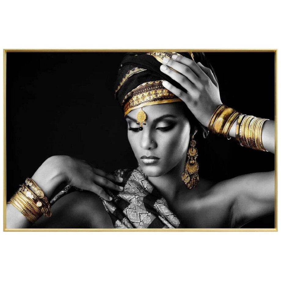 PTMD Wandpaneel Woman Pose - 120x3x80 cm - Glas - Zwart afbeelding 1