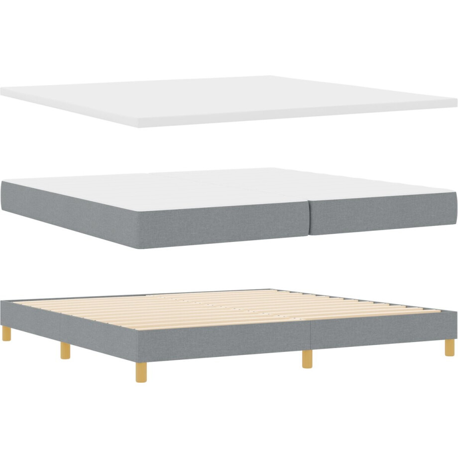vidaXL - Boxspring - bed - met - hoofdeinde - Lichtgrijs - 200 - x - 200 - cm - Stof vidaXL - Boxspring - bed - met - hoofdeinde - Lichtgrijs - 200 - x - 200 - cm - Stof afbeelding 1