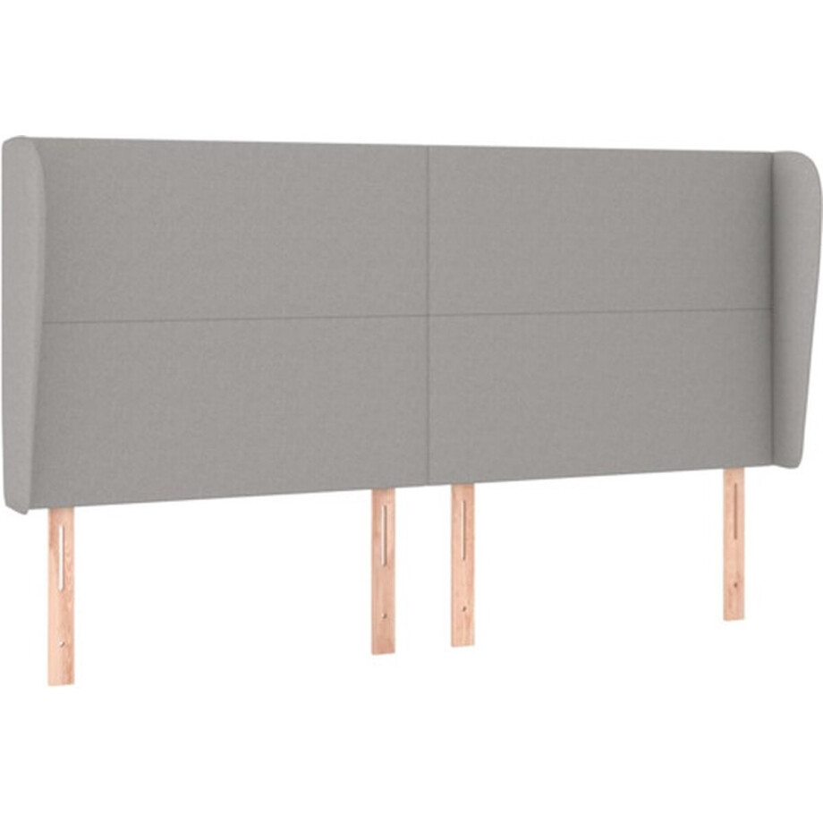 vidaXL - Hoofdbord - met - randen - 163x23x118/128 - cm - stof - lichtgrijs afbeelding 1