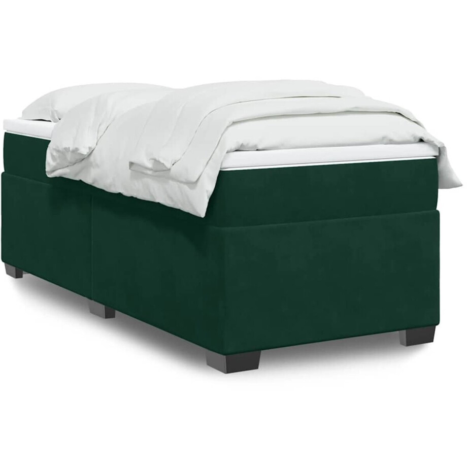 vidaXL - Boxspring - met - matras - fluweel - donkergroen - 80x200 - cm afbeelding 1