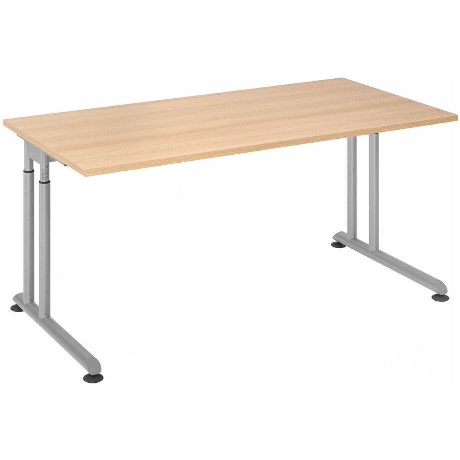 Bureau ZENO in hoogte verstelbaar 160 x 80 eiken/zilver Bureau ZENO in hoogte verstelbaar 160 x 80 eiken/zilver afbeelding 1