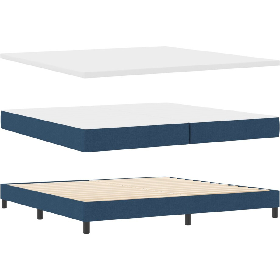 vidaXL - Boxspring - bed - met - hoofdeinde - Blauw - 200 - x - 200 - cm - Stof afbeelding 1