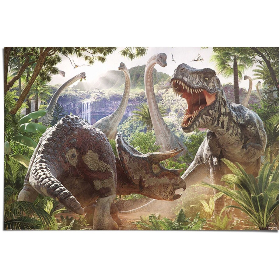 Poster Dinosaur Battle - 61 x 91,5 - Papier - REINDERS afbeelding 1