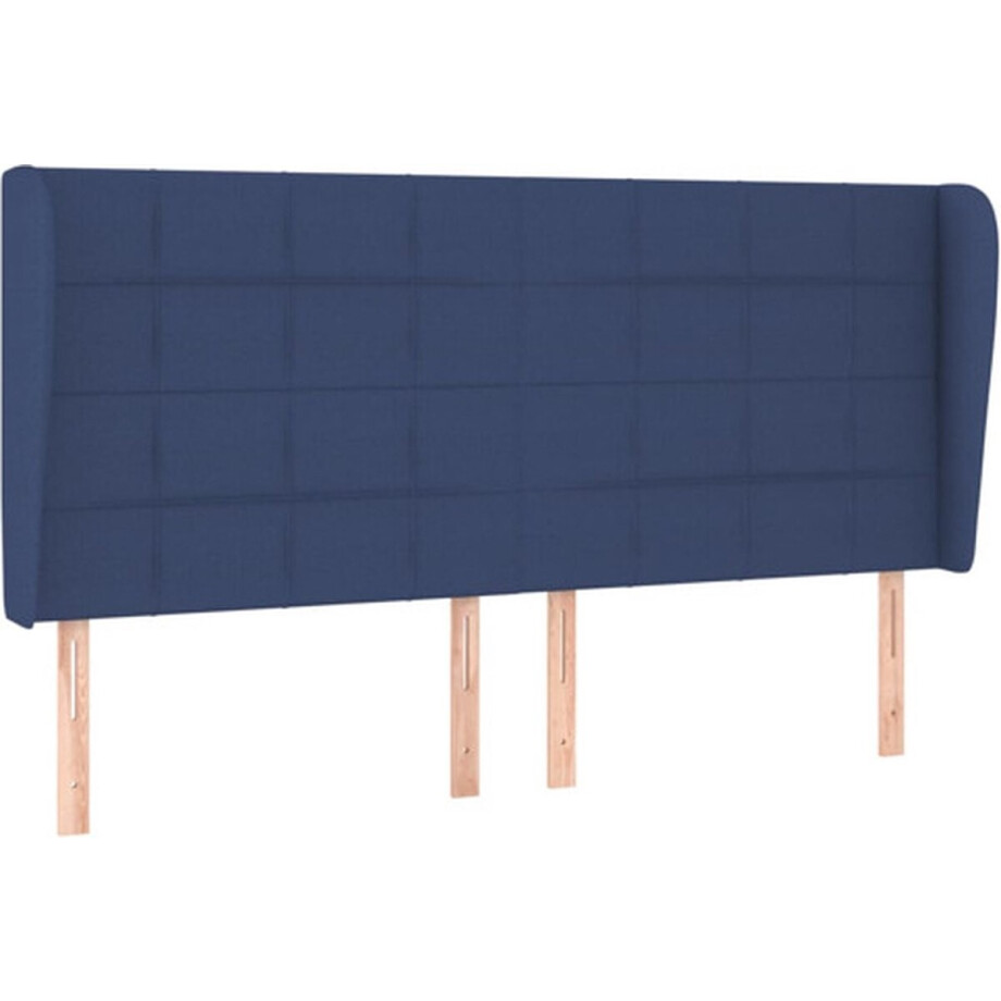 vidaXL - Hoofdbord - met - randen - 203x23x118/128 - cm - stof - blauw afbeelding 1