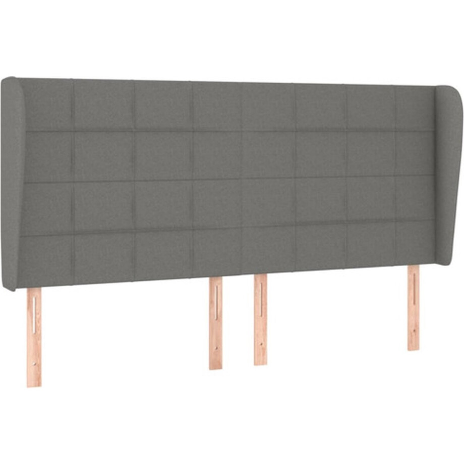 vidaXL - Hoofdbord - met - randen - 183x23x118/128 - cm - stof - donkergrijs afbeelding 1