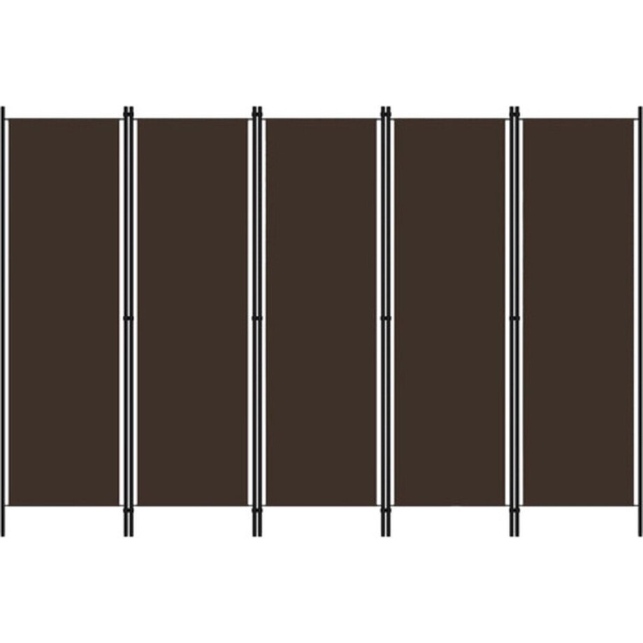 vidaXL - Kamerscherm - met - 5 - panelen - 250x180 - cm - bruin vidaXL - Kamerscherm - met - 5 - panelen - 250x180 - cm - bruin afbeelding 1